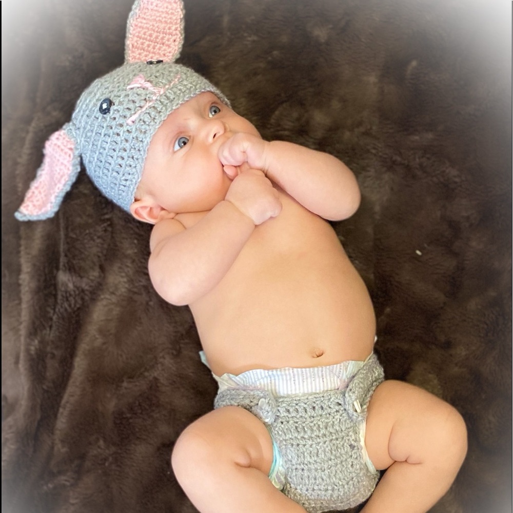6/9m Crochet Bunny Photo Prop Outfit